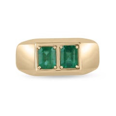 Bague pour homme en or 14K 2.03tcw Emerald Cut Duo, Chunky Bezel Vertically Set Unisex