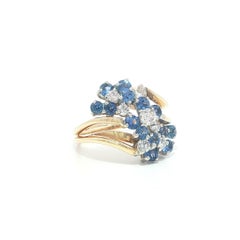 14k Gold 2.04ctw Cornflower Blue Sapphire & Diamond Flower Cluster Ring