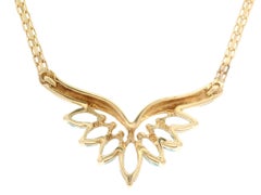 14k Gold 2.0ctw Marquise Swiss Blue Topaz V Spray Pendant Bismark Chain Necklace