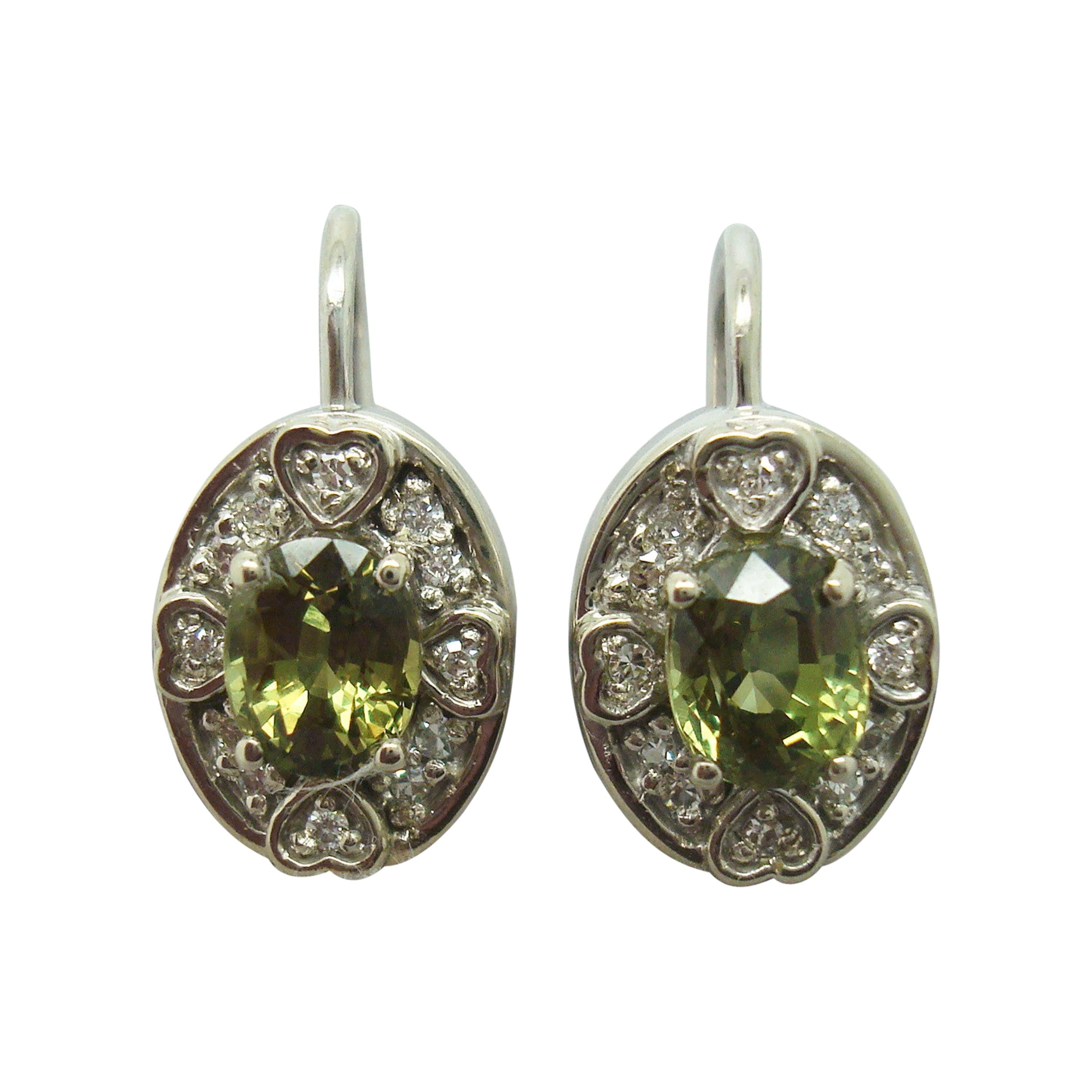 14k Gold 2.13ct Genuine Natural Alexandrite Earrings with 1/3ct Diamonds #J1721 For Sale