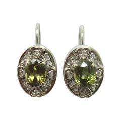 Vintage 14k Gold 2.13ct Genuine Natural Alexandrite Earrings with 1/3ct Diamonds #J1721