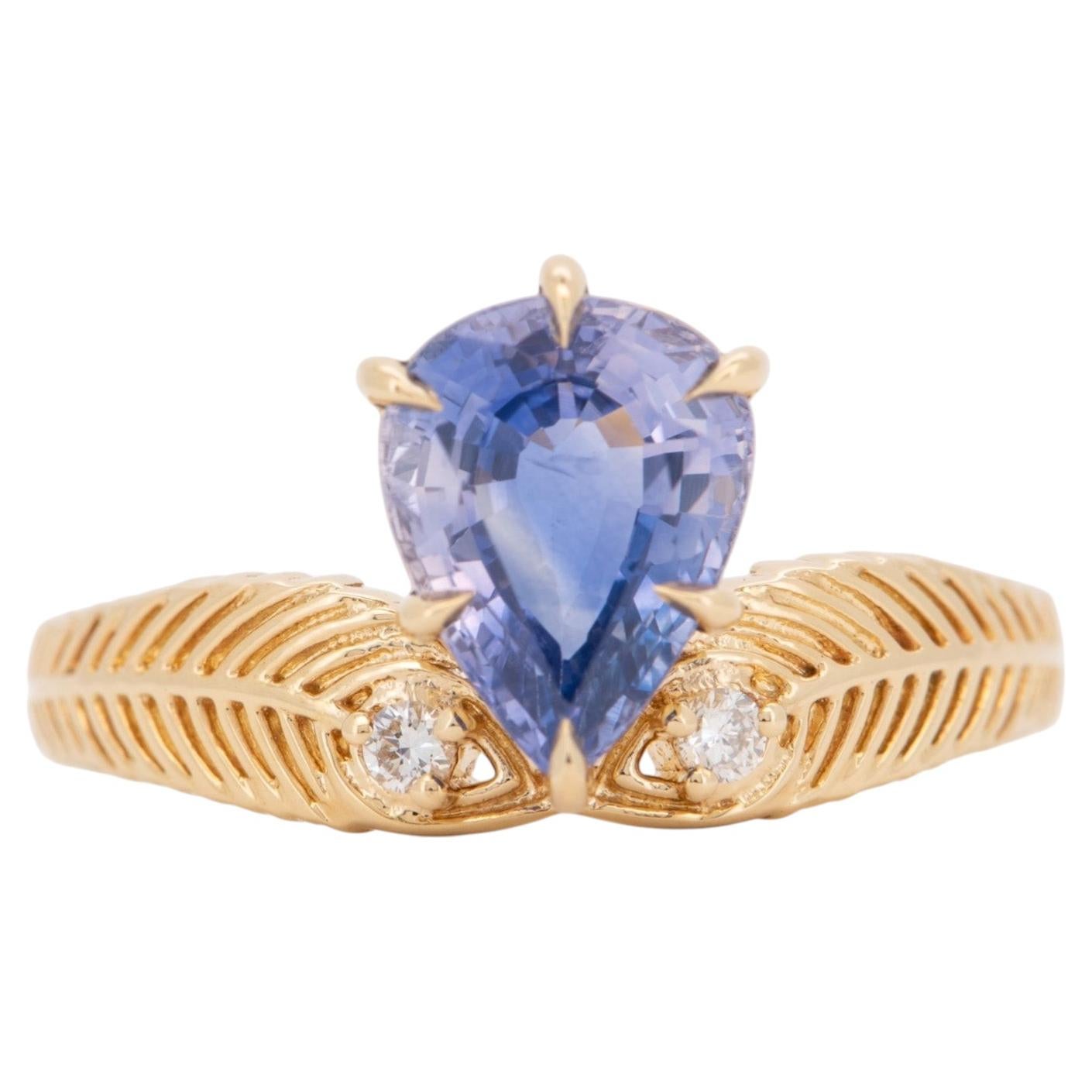 14K Gold 2.39ct Bi-Color Pinkish Purple Sapphire Engagement Ring R6818