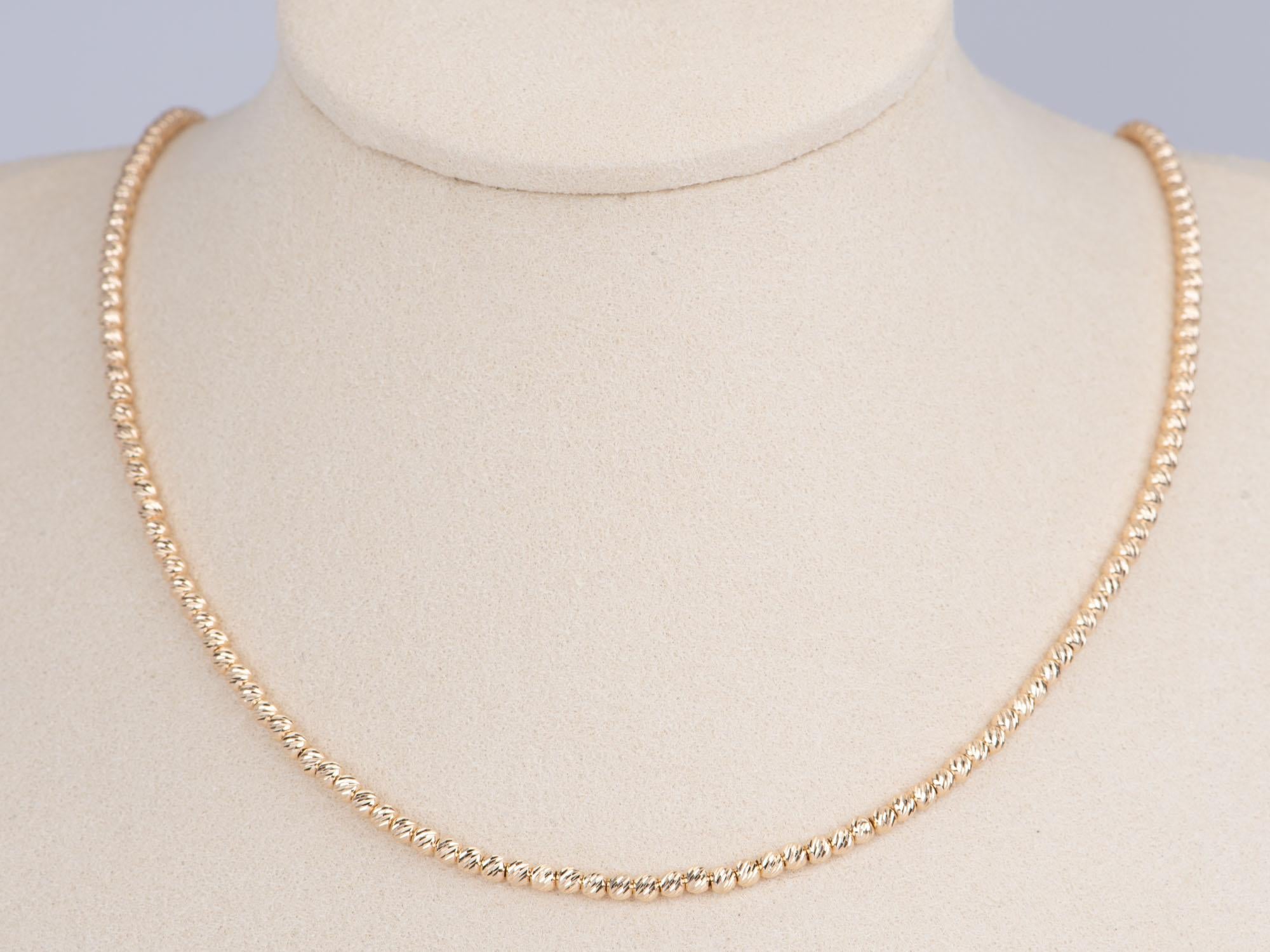 Collana di perle scintillanti in oro 14K con taglio diamante da 2,3 mm, 6 g R4547 In condizioni Nuovo in vendita a Osprey, FL
