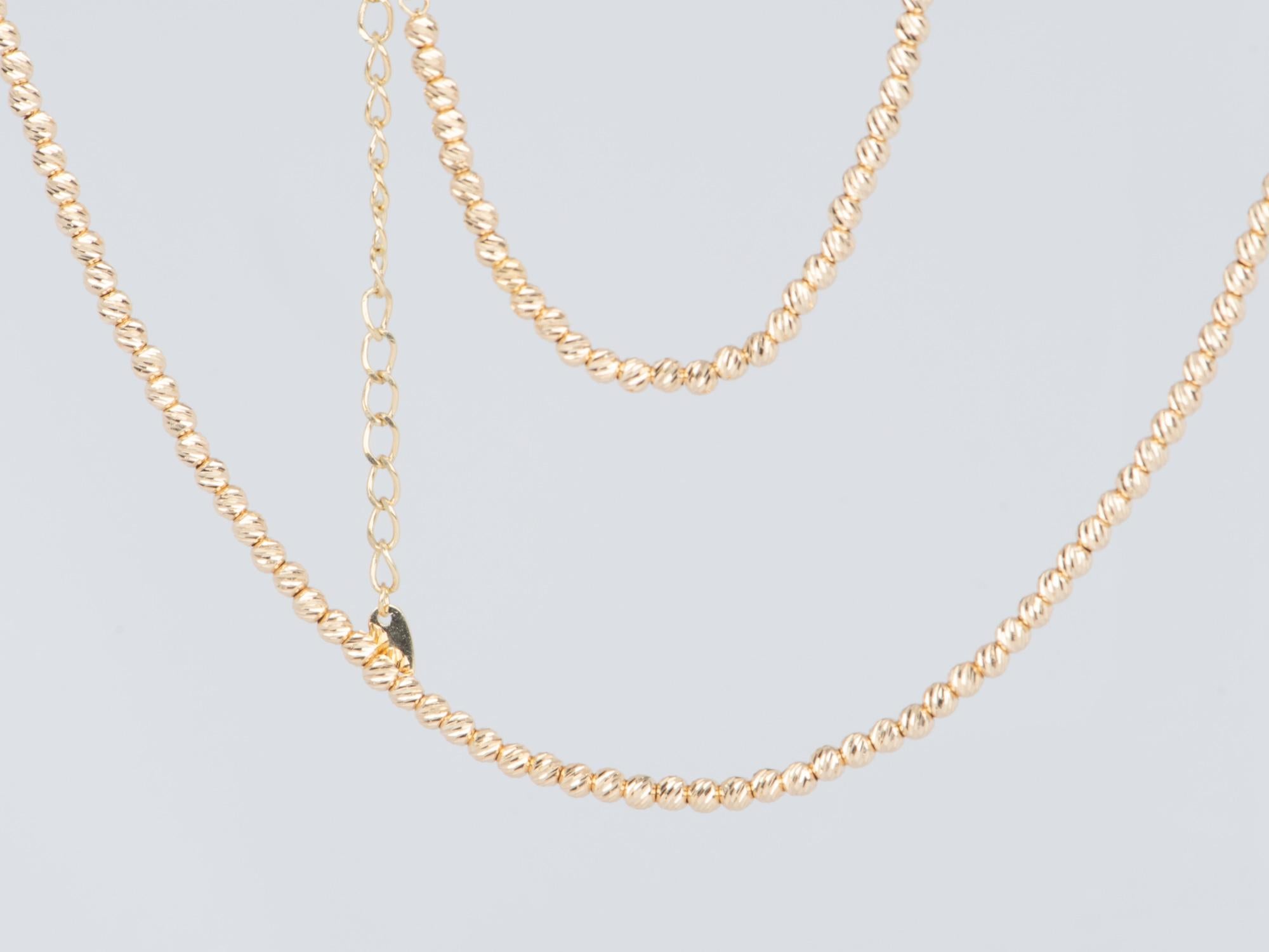 Collana di perle scintillanti in oro 14K con taglio diamante da 2,3 mm, 6 g R4547 in vendita 1