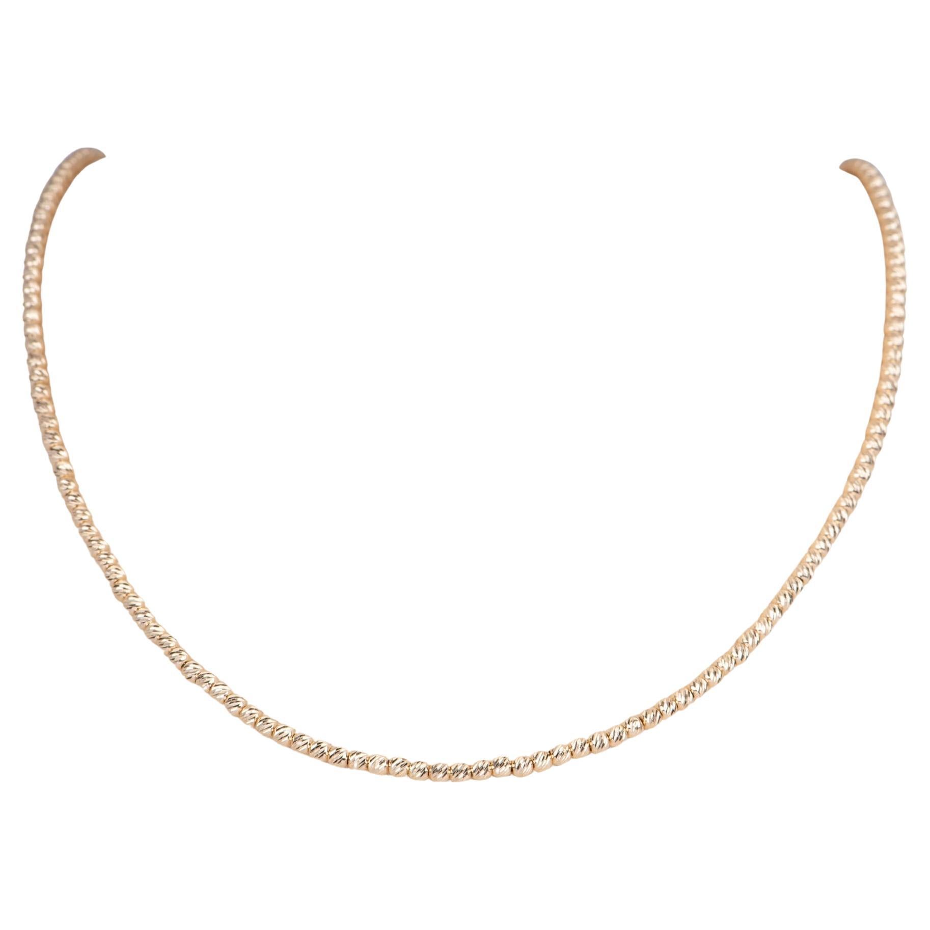 Collana di perle scintillanti in oro 14K con taglio diamante da 2,3 mm, 6 g R4547