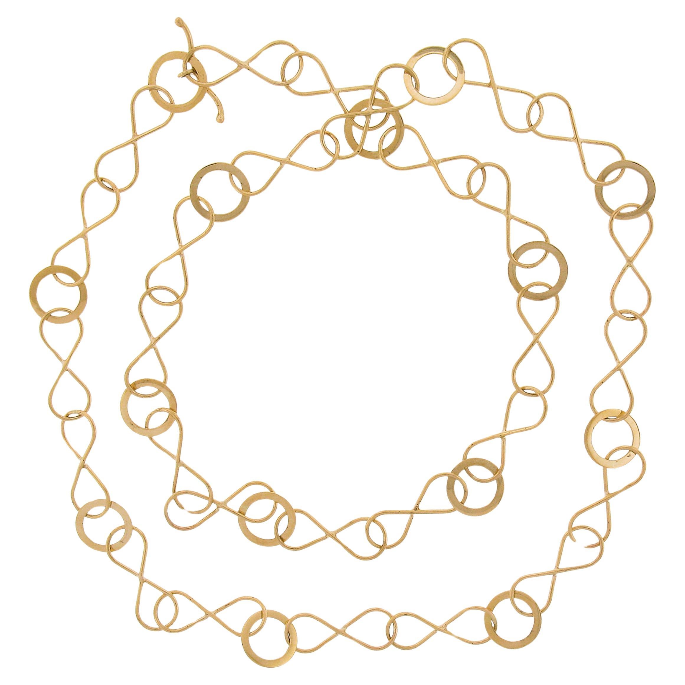 14k Gold 24.5" Polished Infinity & Round Link Chain Necklace w/ Toggle Clasp For Sale