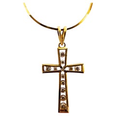 Collier croix en or 14k serti de diamants de 0,25 carat sur chaîne italienne de 18"