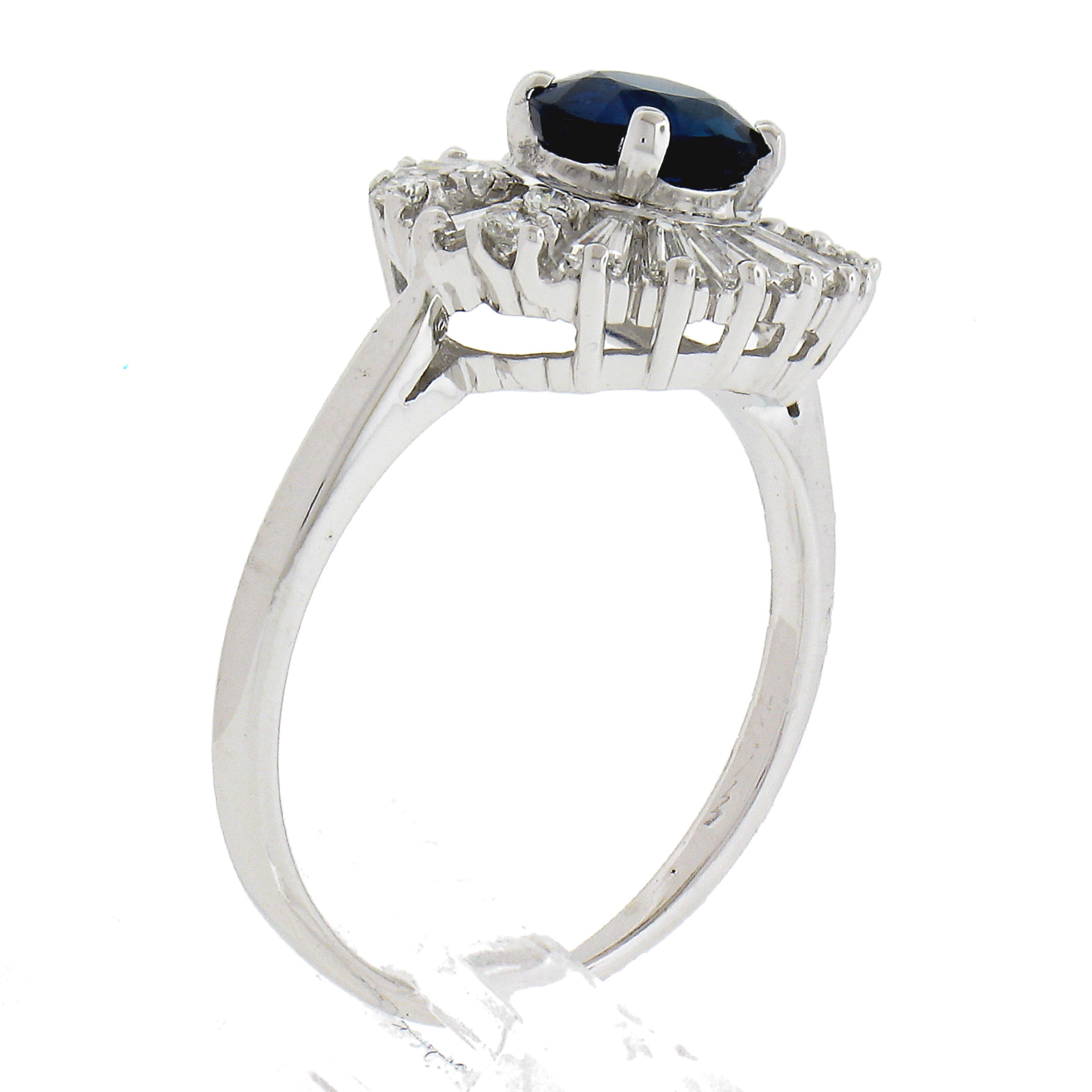 Anillo Bailarina Zafiro Oval Baguette Diamante 2,54ctw GIA Birmania NO HEAT de Oro 14k en venta 4