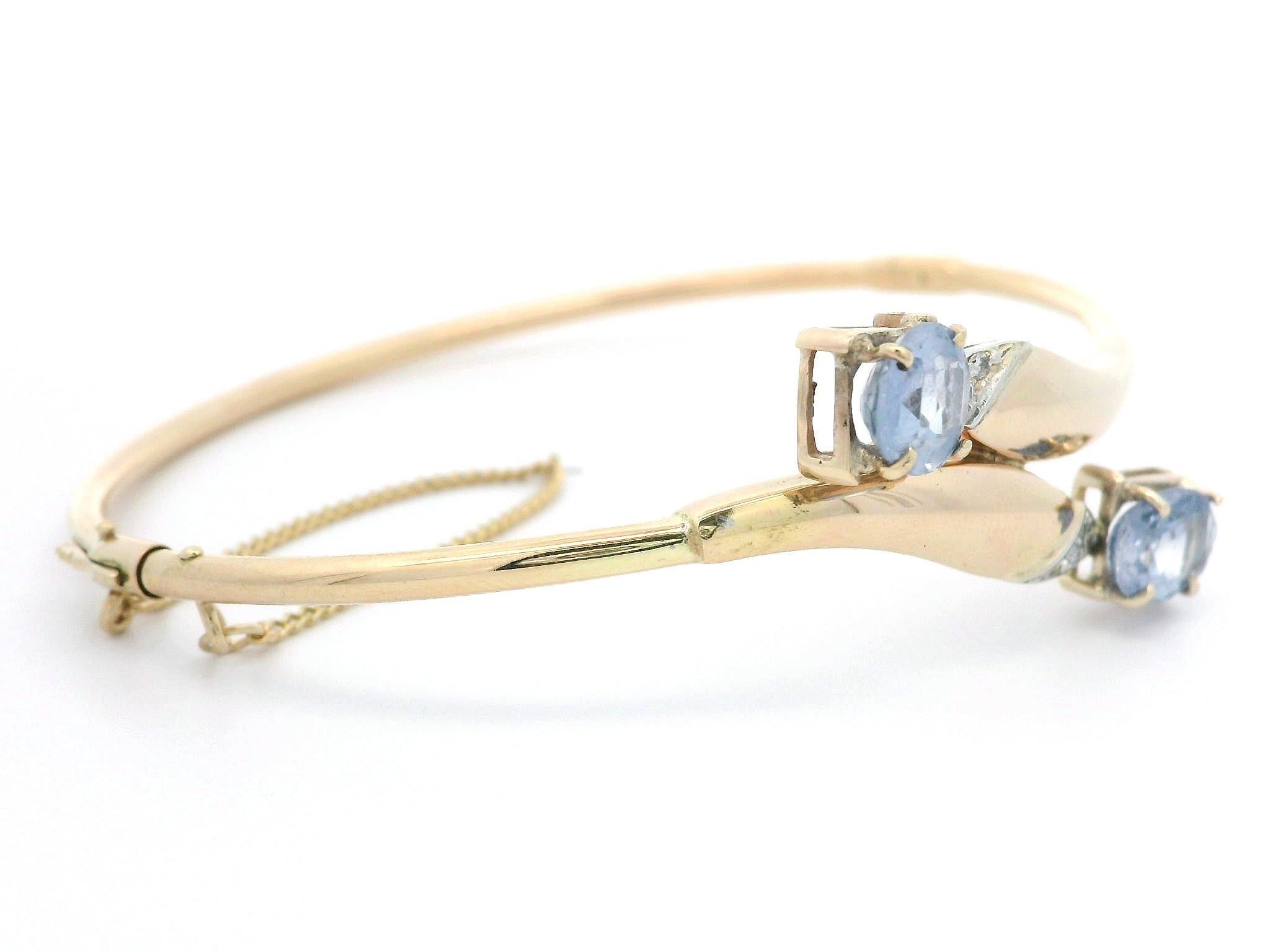 14k Gold 2.55 Ceylon Periwinkle Sapphire & Diamant Scharnier Bypass Armreif Damen im Angebot