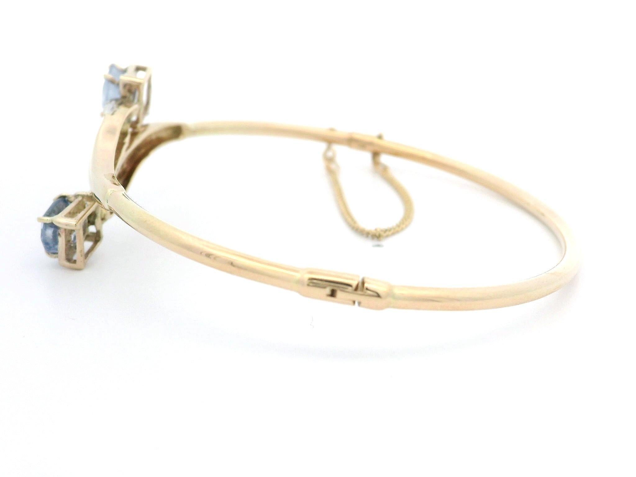 14k Gold 2.55 Ceylon Periwinkle Sapphire & Diamant Scharnier Bypass Armreif im Angebot 2