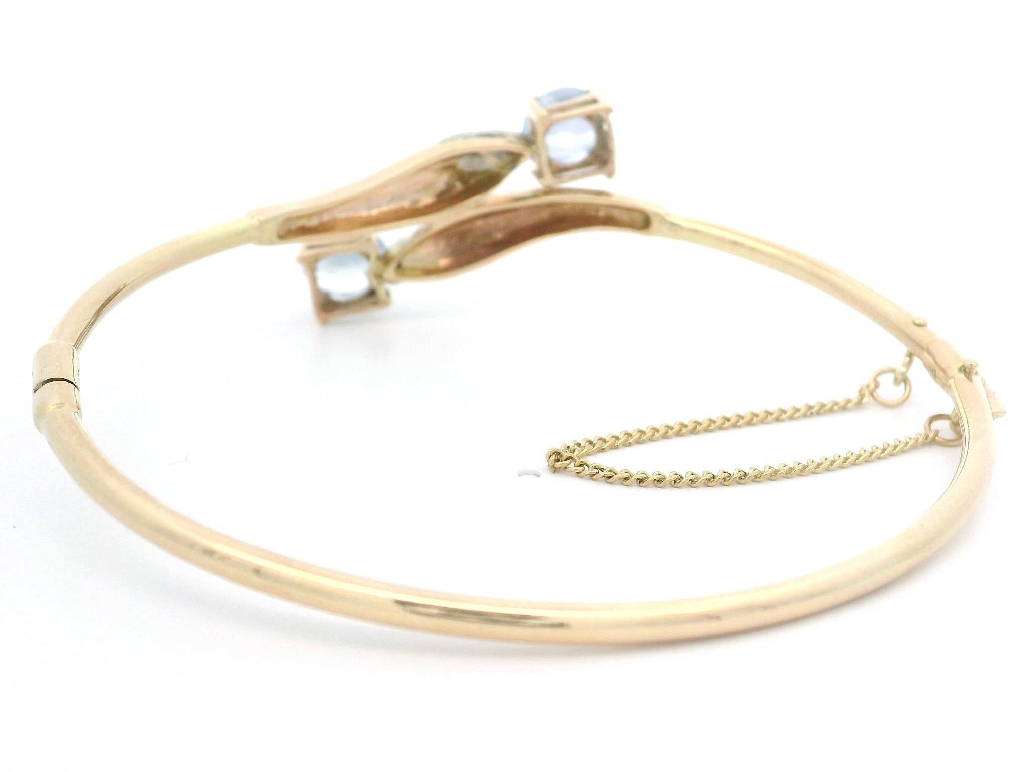 14k Gold 2.55 Ceylon Periwinkle Sapphire & Diamant Scharnier Bypass Armreif im Angebot 3