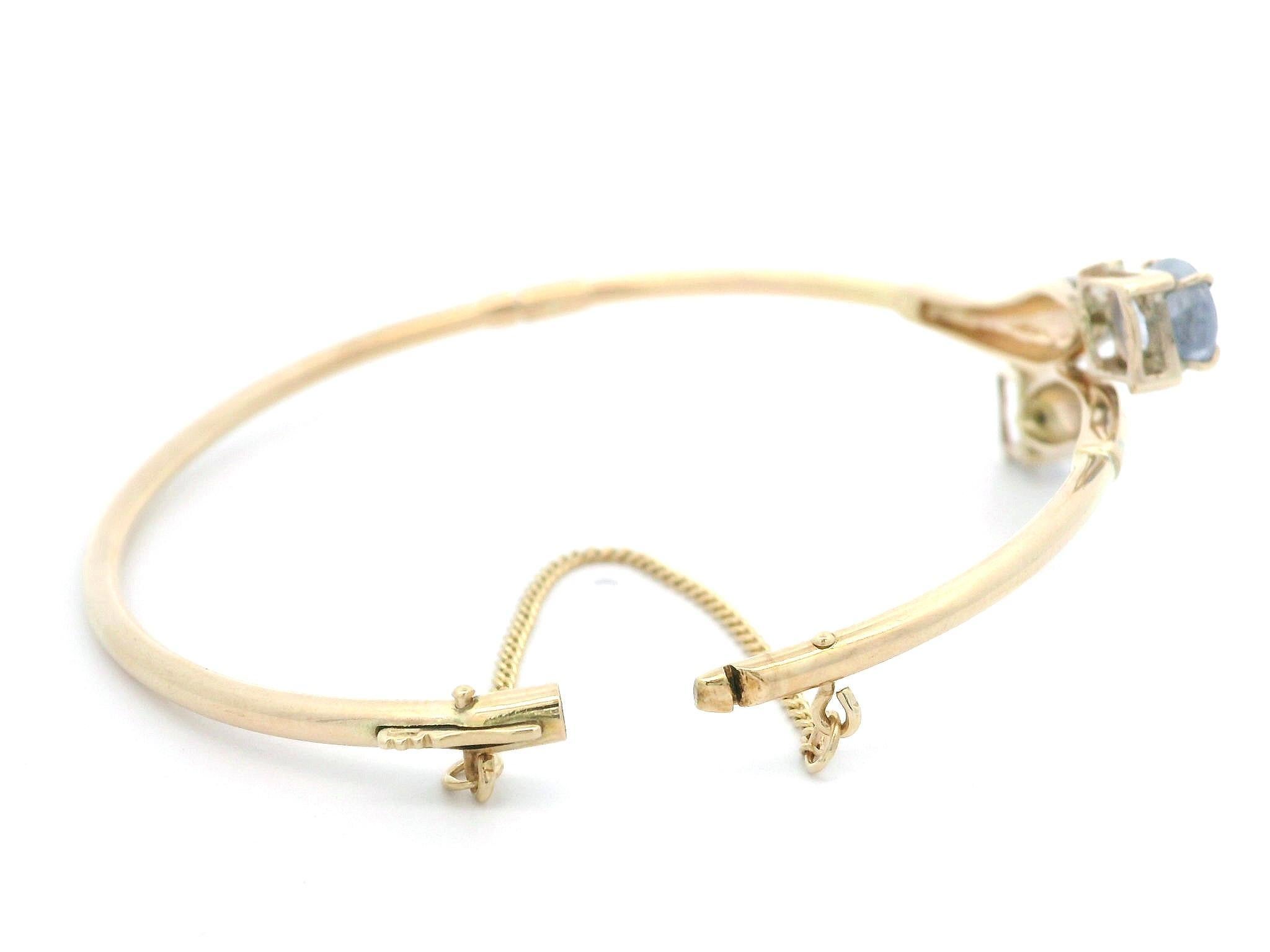 14k Gold 2.55 Ceylon Periwinkle Sapphire & Diamant Scharnier Bypass Armreif im Angebot 4