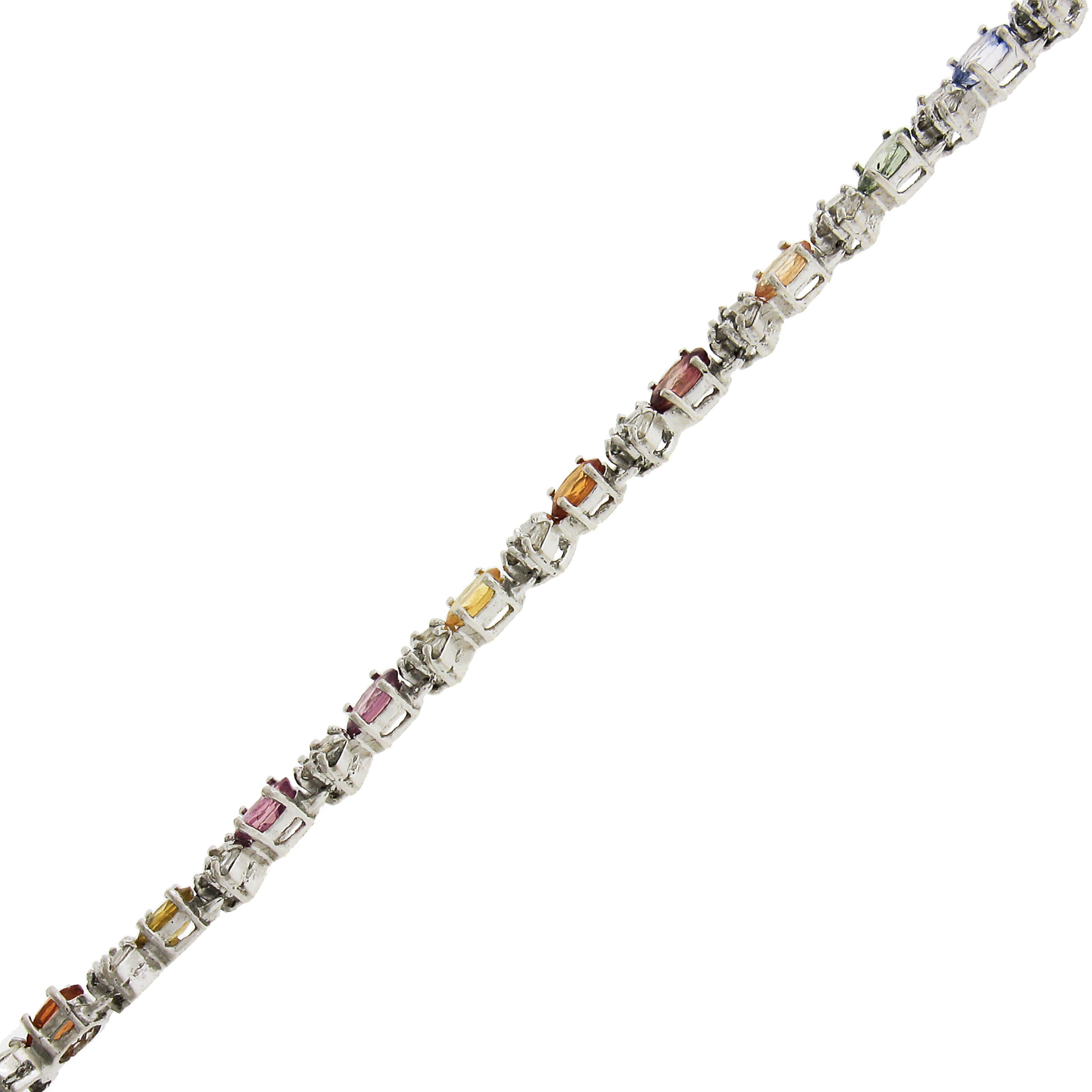 Collier à maillons en or 14k 25.56ctw Multicolor Sapphire & Diamond 17