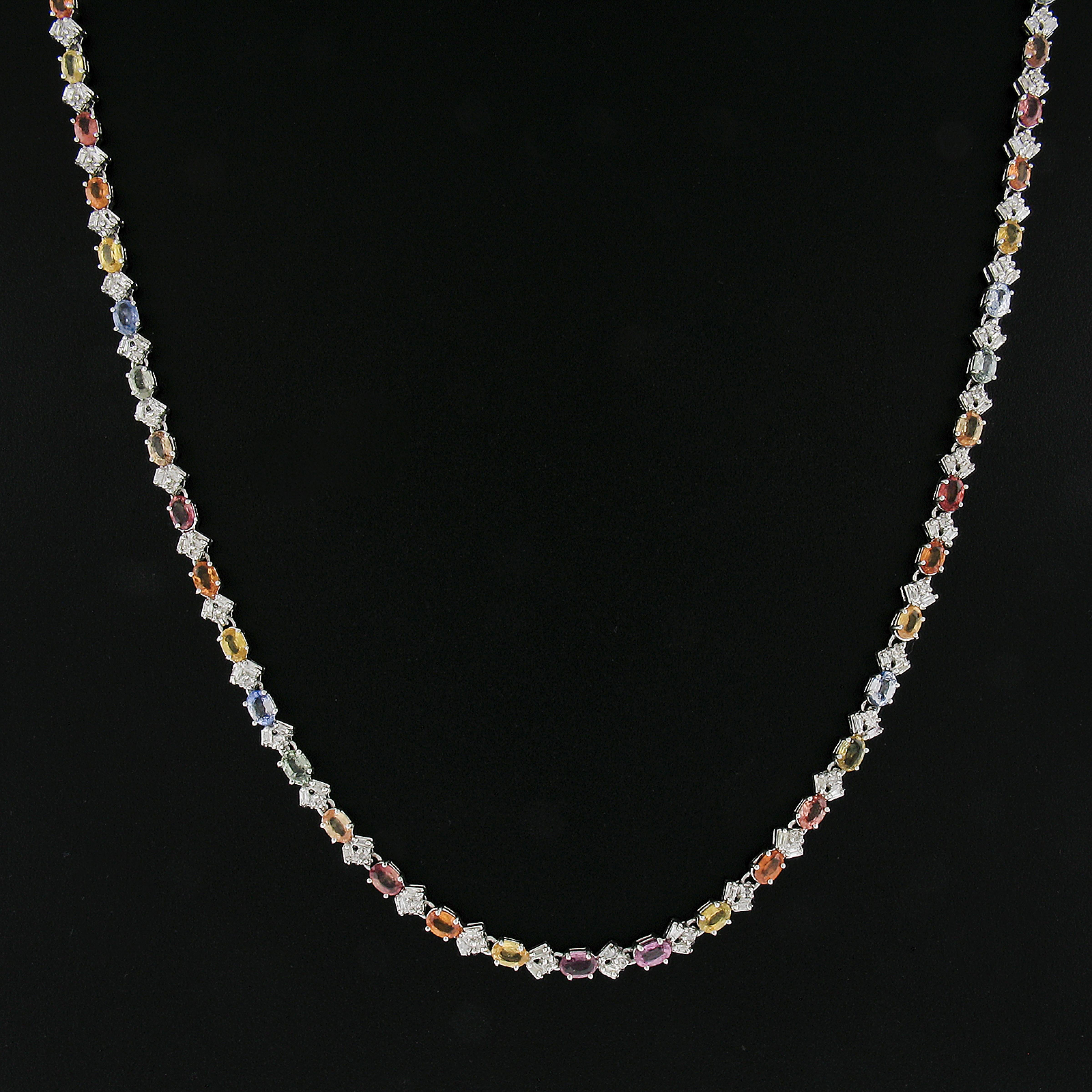 Collier à maillons en or 14k 25.56ctw Multicolor Sapphire & Diamond 17