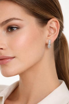 14K Gold 2.60 Carat Total Weight Diamond Huggies Earrings