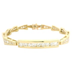 14k Gold 2.95ctw Fiery Brilliant Diamond Chevron Triangular Link ID Bracelet
