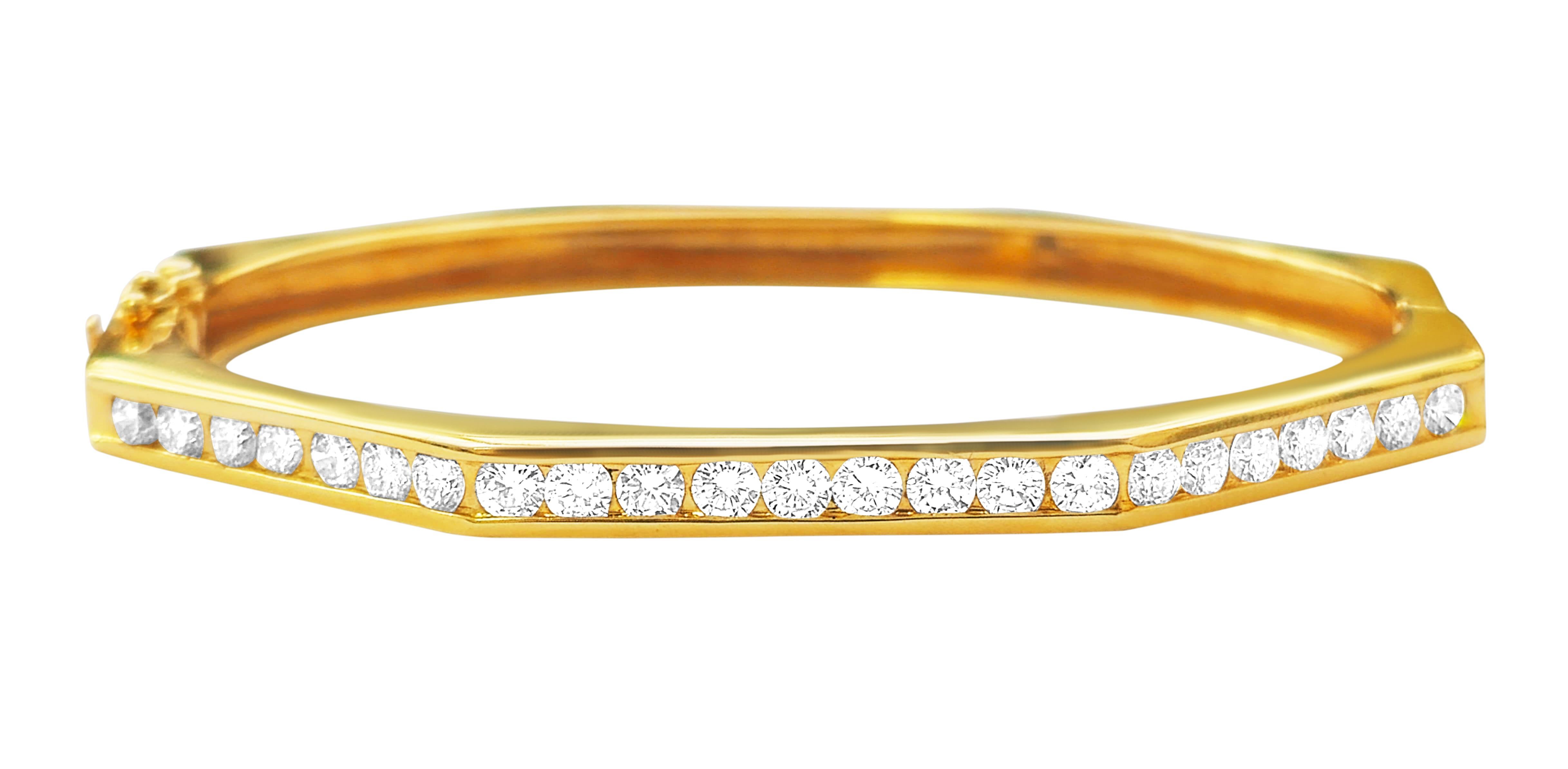 Taille ronde Bracelet en or 14k avec diamant rond de 2ct en vente