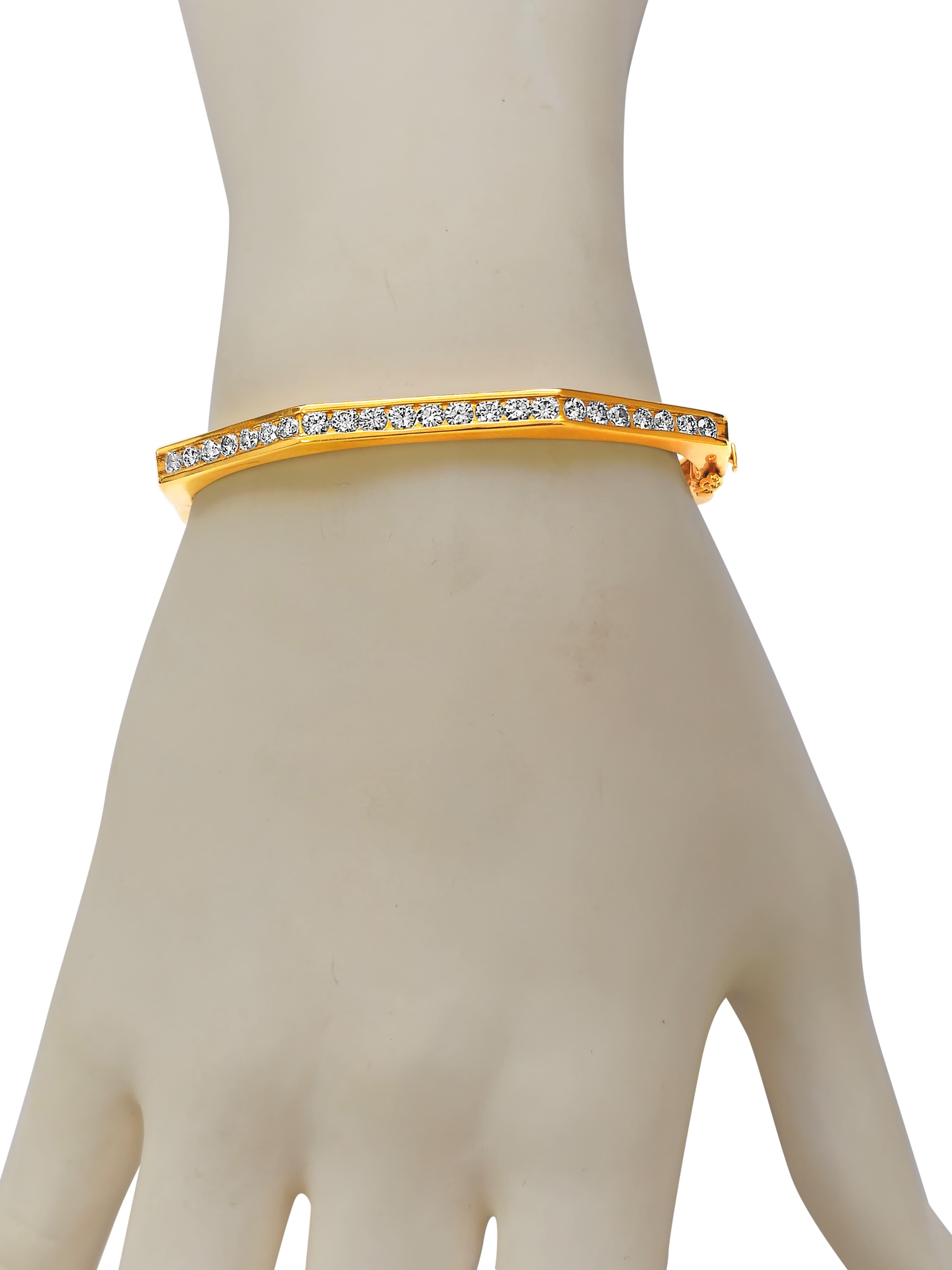 Bracelet en or 14k avec diamant rond de 2ct en vente 1