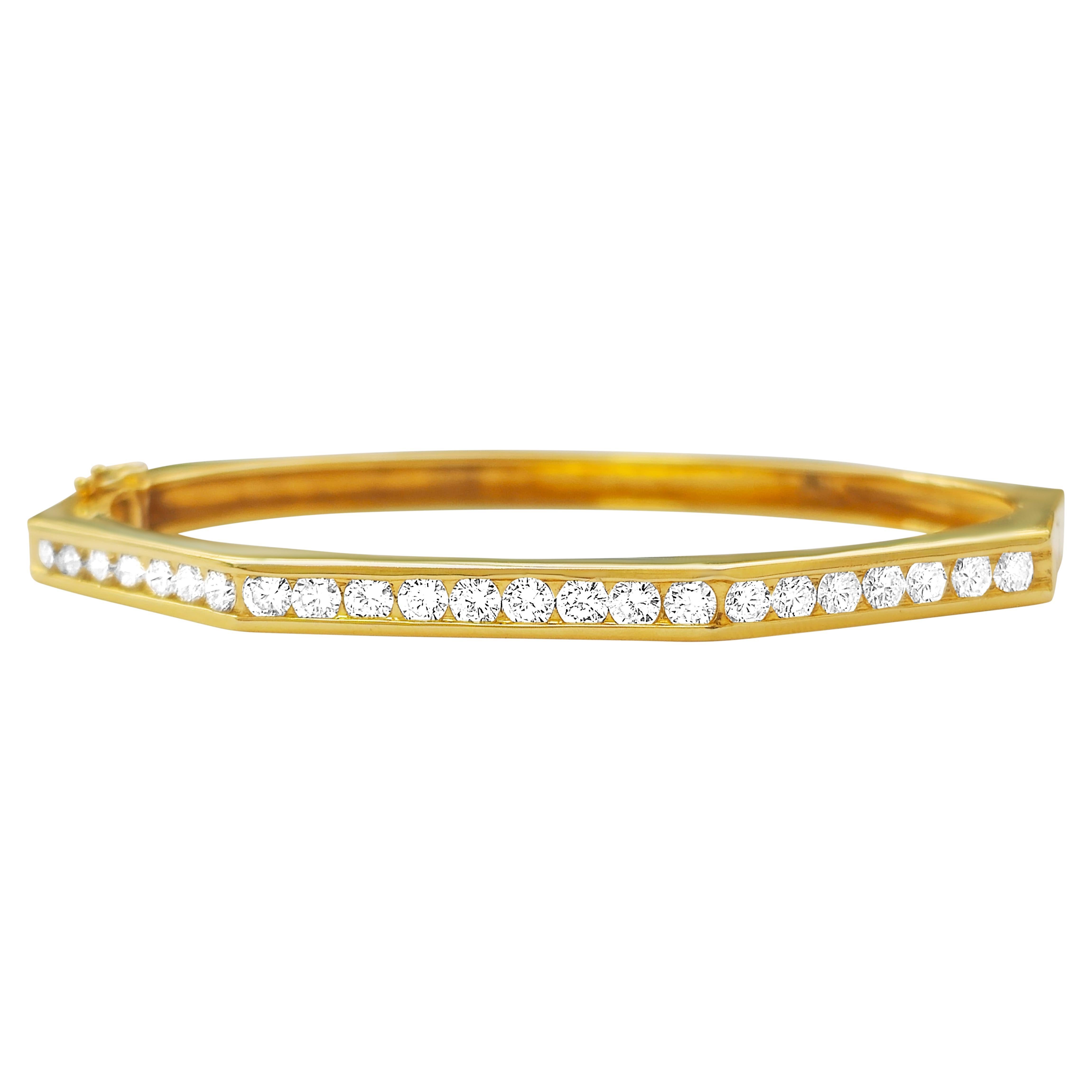 Bracelet en or 14k avec diamant rond de 2ct