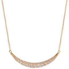 14k Gold 3/4 Carat T.W. Diamond Curved Bar Necklace