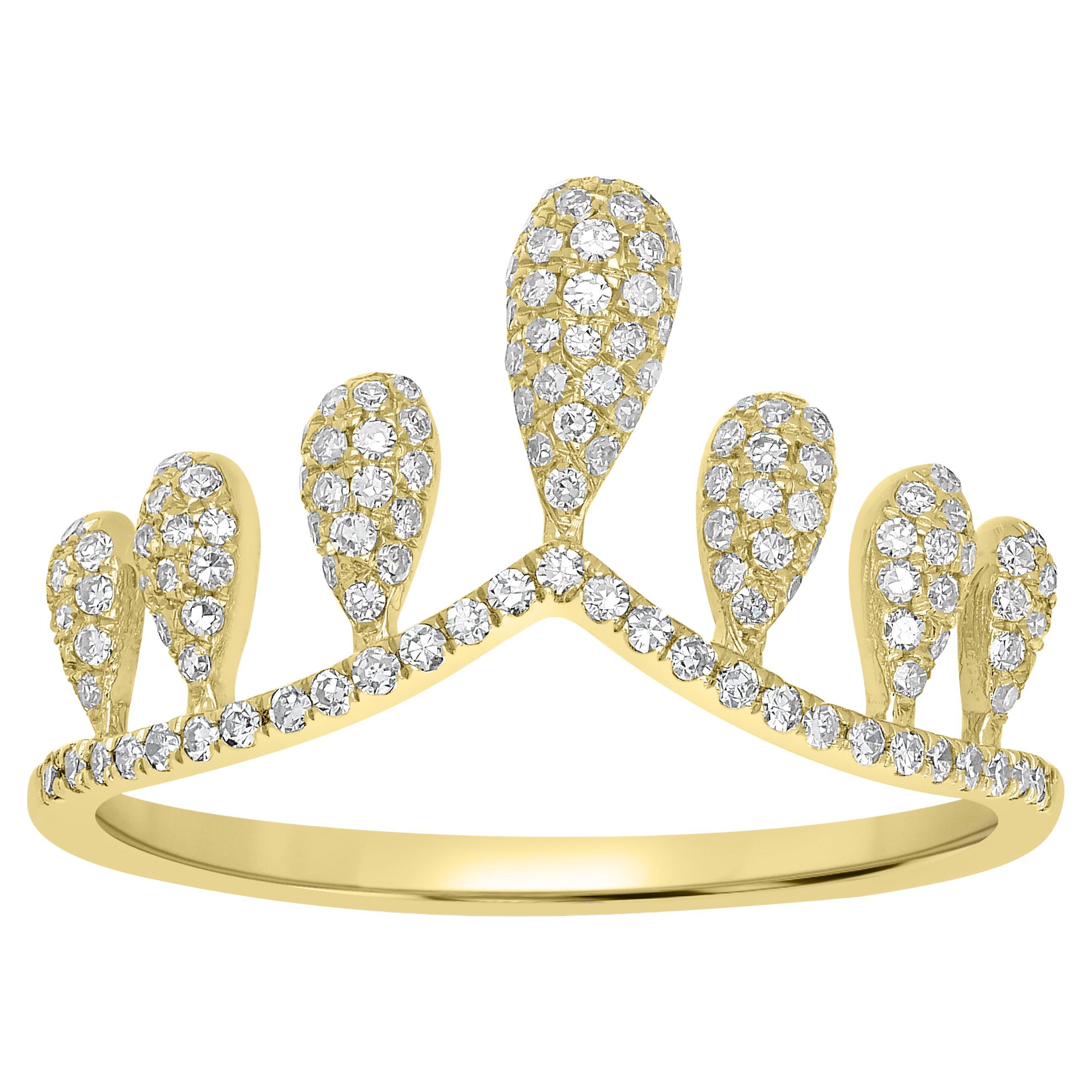 Or 14 carats Luxle 3/8 carats T.W. Bague couronne de diamants en vente