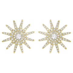 Luxle 3/8 Cttw. Natural Diamond Starburst Stud Earrings in 14k Yellow Gold