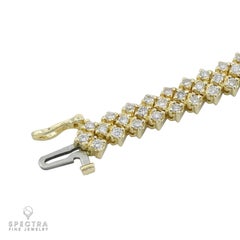 14k Yellow Gold 3-Row Diamond Bracelet, 4.05ct Natural Diamonds, USA