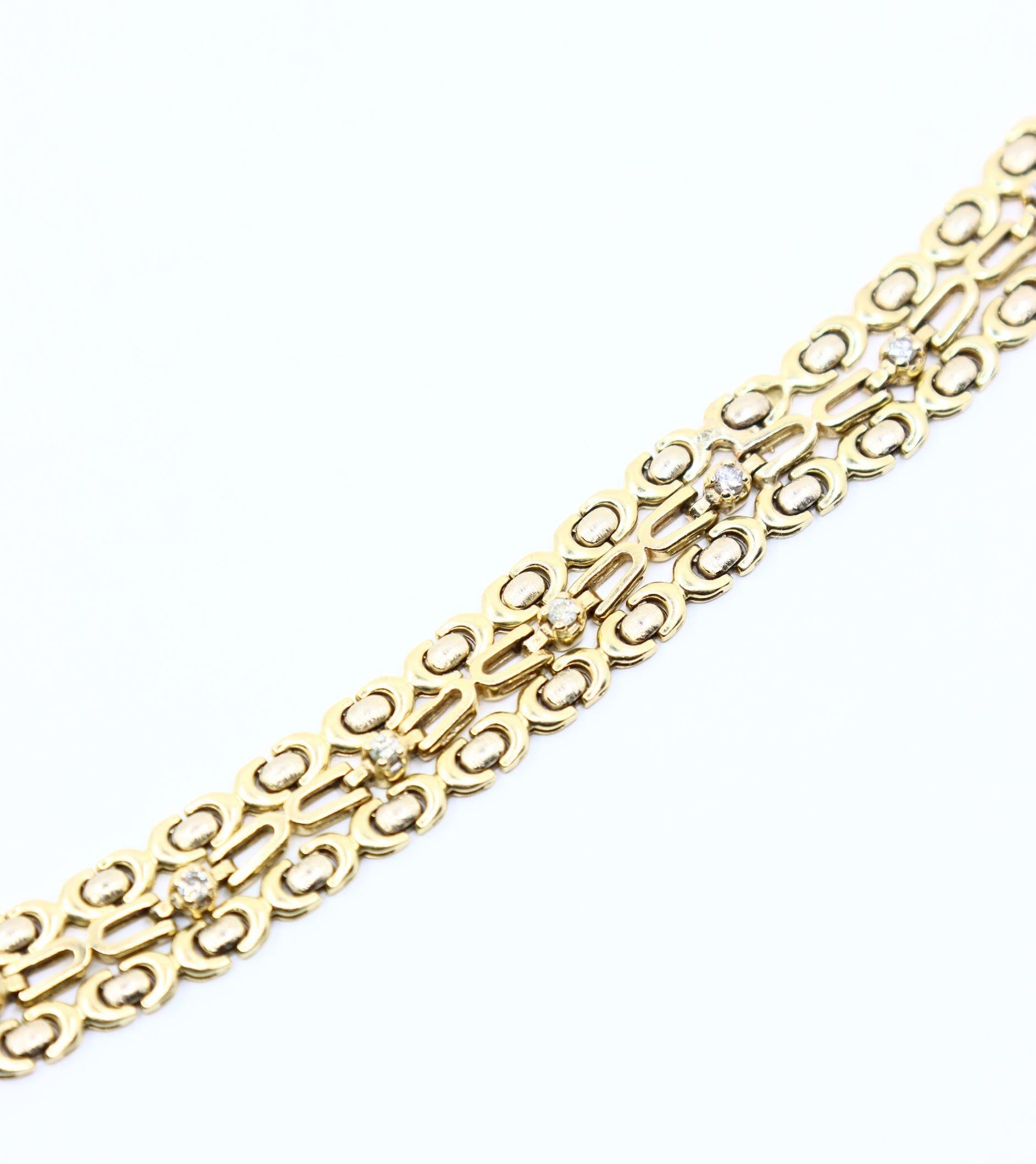 Pulsera de oro de 14 quilates con cadena de 3 diamantes en venta 5