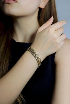 14K Gold 3-Stands Diamond Chain Bracelet