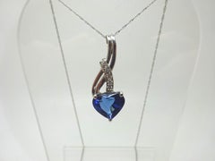 14k Gold 3.10ct Genuine Natural Tanzanite Heart Pendant with Diamonds '#J672'
