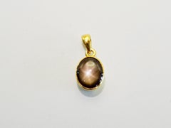 14K Gold 3.23ct Cabochon Black Star Sapphire Classic Bezel Pendant Enhancer