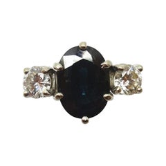 14k Gold 3.28ct Dark Blue Genuine Natural Sapphire Ring with Diamonds '#J3733'