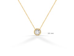 14k Gold 3.5 mm Diamond Solitaire Necklace Diamond Solitaire Bezel Setting