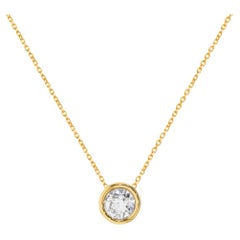 14k Gold 3.5 mm Diamond Solitaire Necklace Diamond Solitaire Bezel Setting