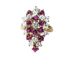 14K Gold, 3.50 Carat Diamond & Ruby Cocktail Ring