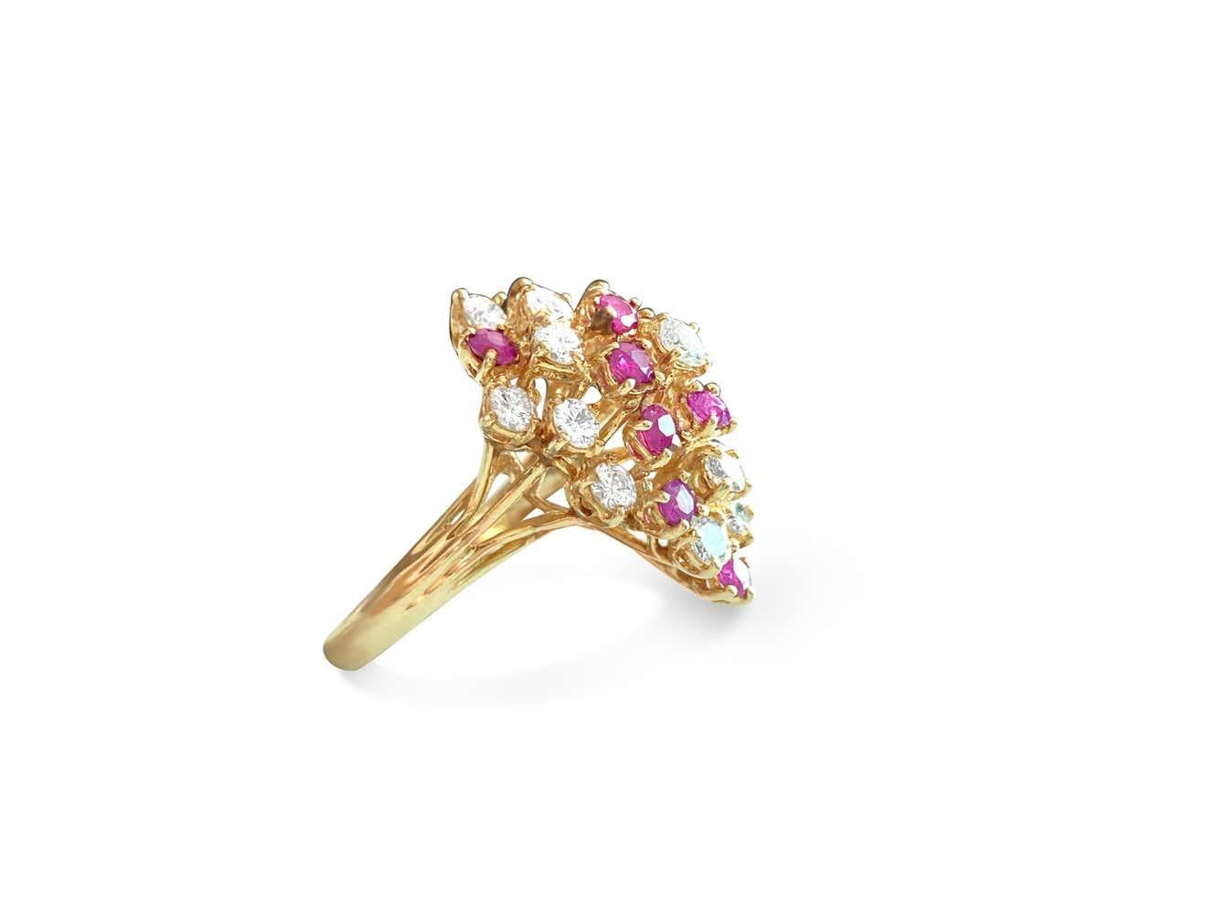 Women's 14k Gold, 3.50 Carat Diamond & Ruby Cocktail Ring For Sale