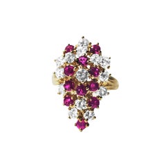 Bague cocktail en or 14 carats, diamants de 3,50 carats et rubis
