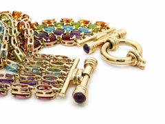 14k Gold 36ctw Citrine Peridot Topaz Amethyst & Garnet Multi Strand Bracelet