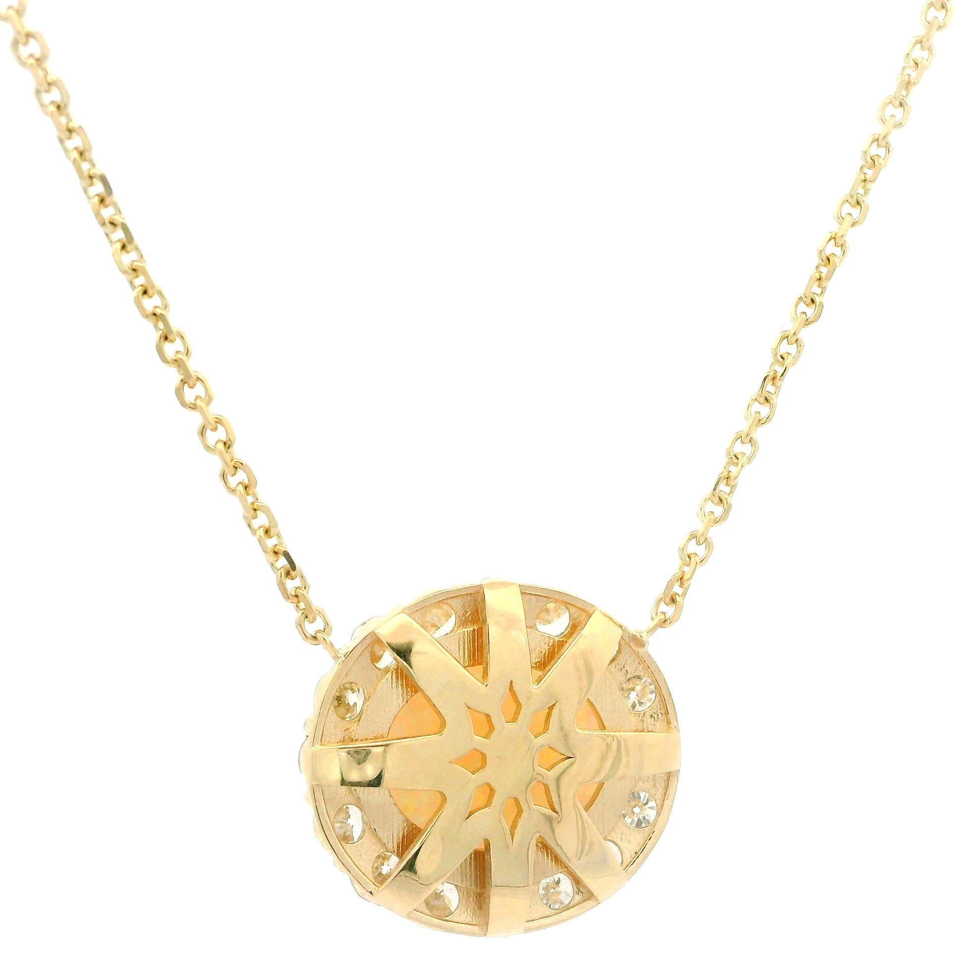 14k Gold 3.95ct Australian Opal Diamond Halo Pendant 18