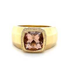 14k Gold 4 Carat Morganite 0.20 Carat Diamond Ring