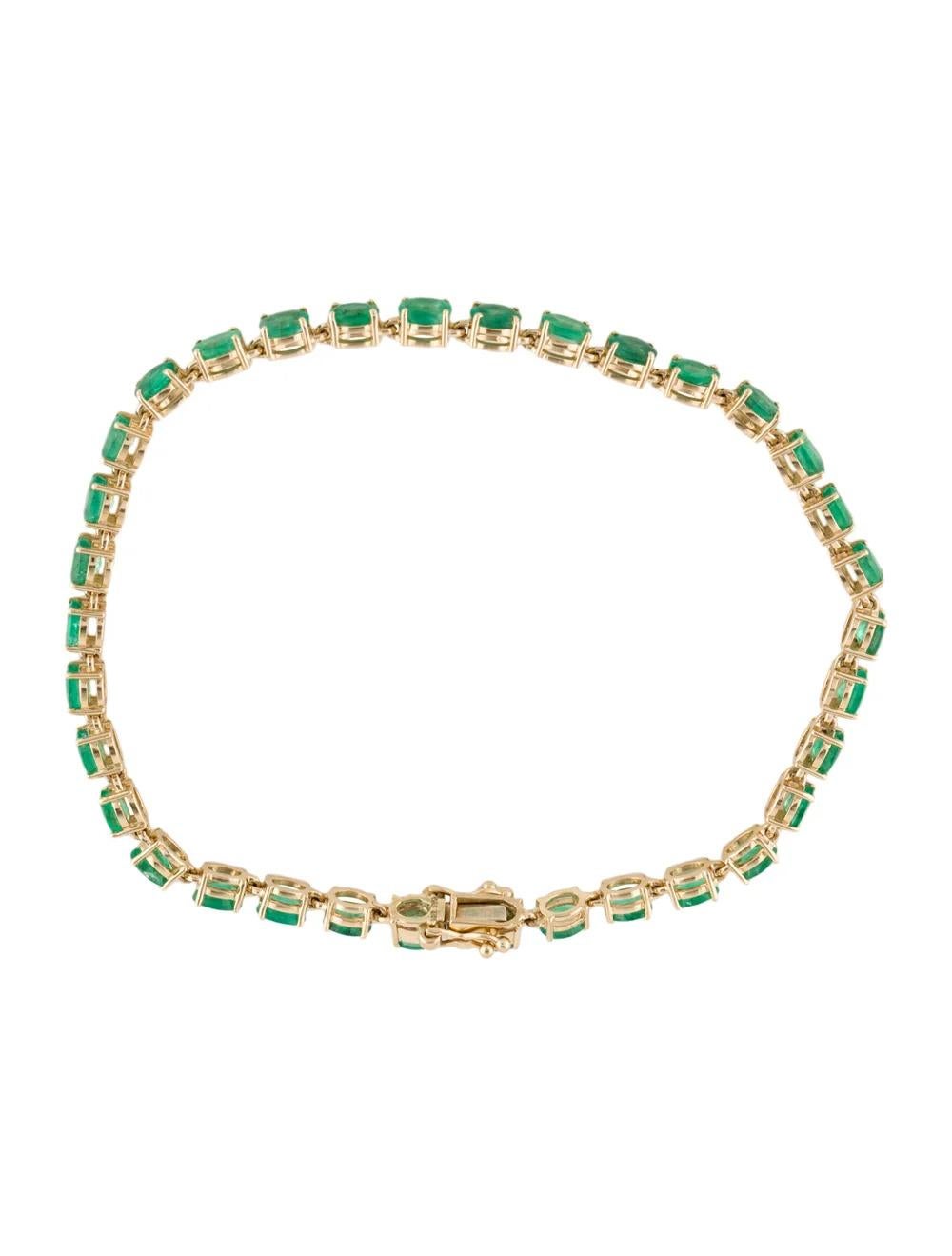 14K Gold 4.42ctw Emerald Link Bracelet - Fine Jewelry, Luxury Statement Piece In New Condition For Sale In Holtsville, NY