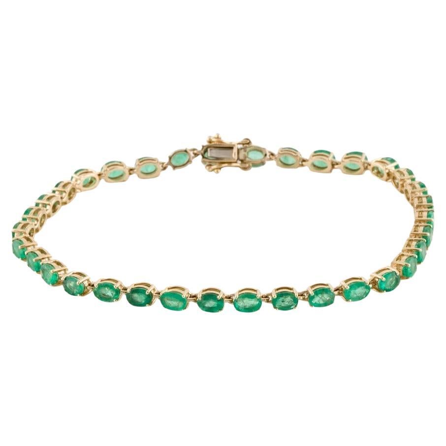 14K Gold 4.42ctw Emerald Link Bracelet - Fine Jewelry, Luxury Statement Piece For Sale