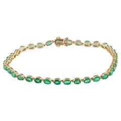 Bracelet à maillons en or 14 carats avec émeraude de 4,42 carats, bijouterie d'art, pièce de luxe