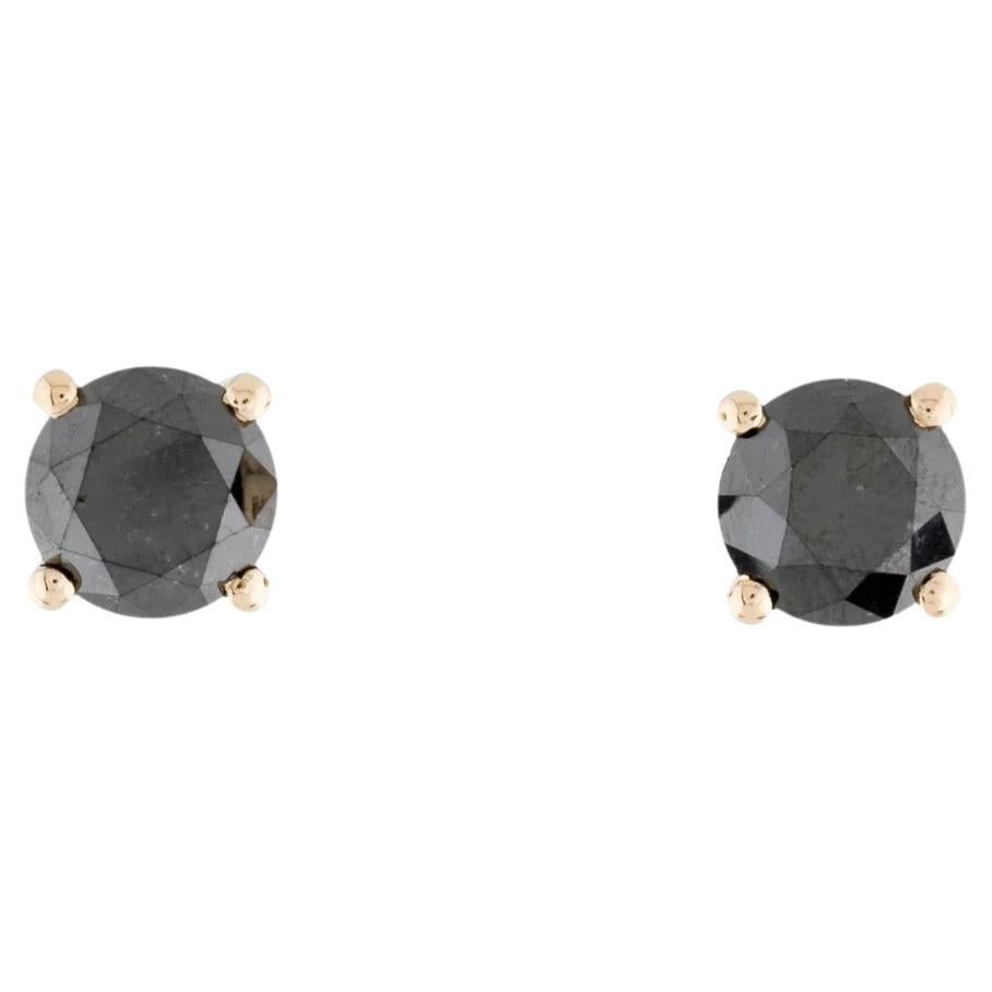 14K Gold 4.74ctw Diamond Stud Earrings - Round Brilliant Cut - Timeless Elegance For Sale