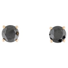 Boucles d'oreilles en or 14K serties d'un diamant de 4,74ctw - taille ronde et brillante - Timeless Elegance