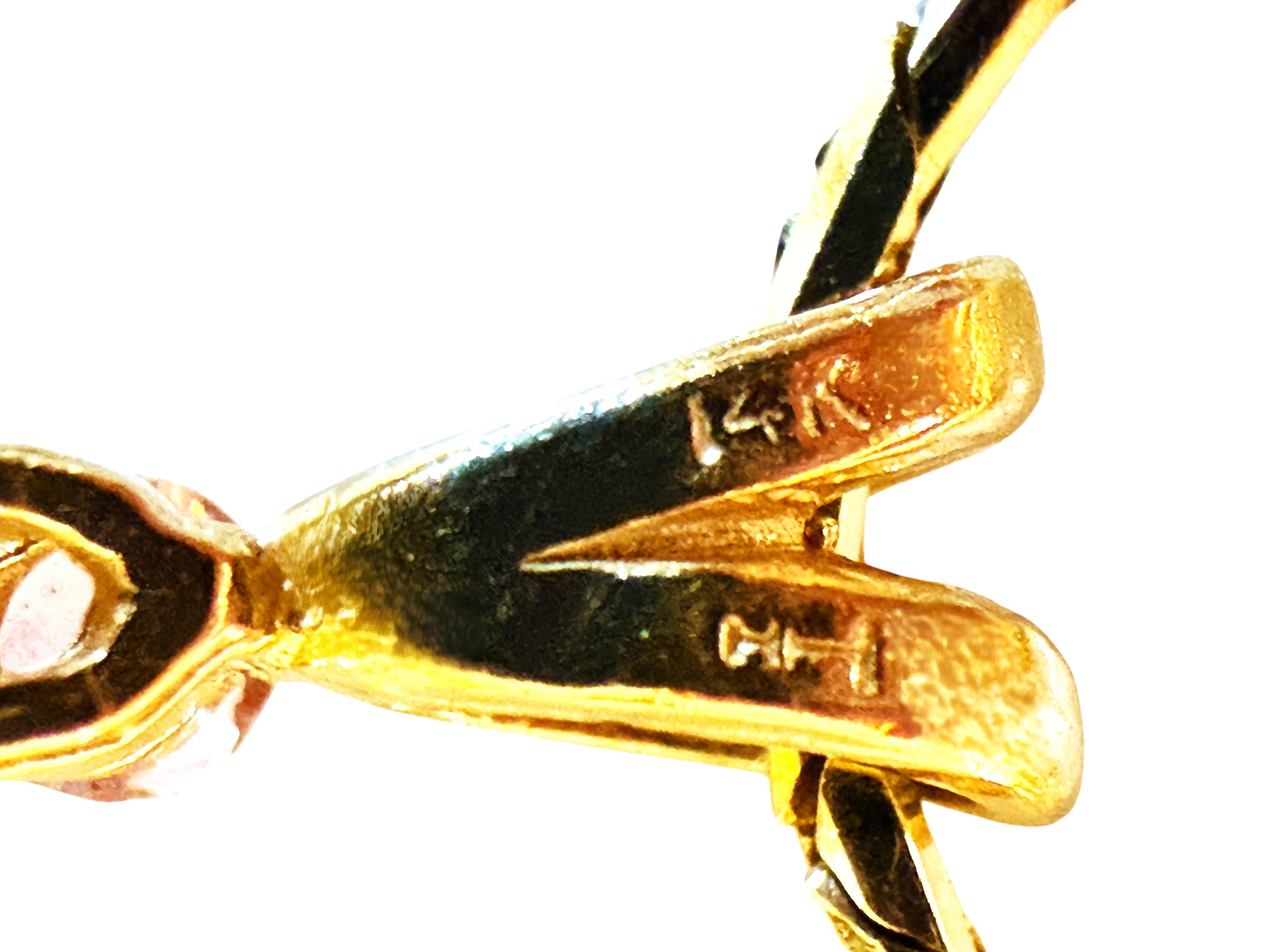 Collier en or 14k avec saphir de couleur changeante et tourmaline taillée en diamant de 4,80 carats en vente 3