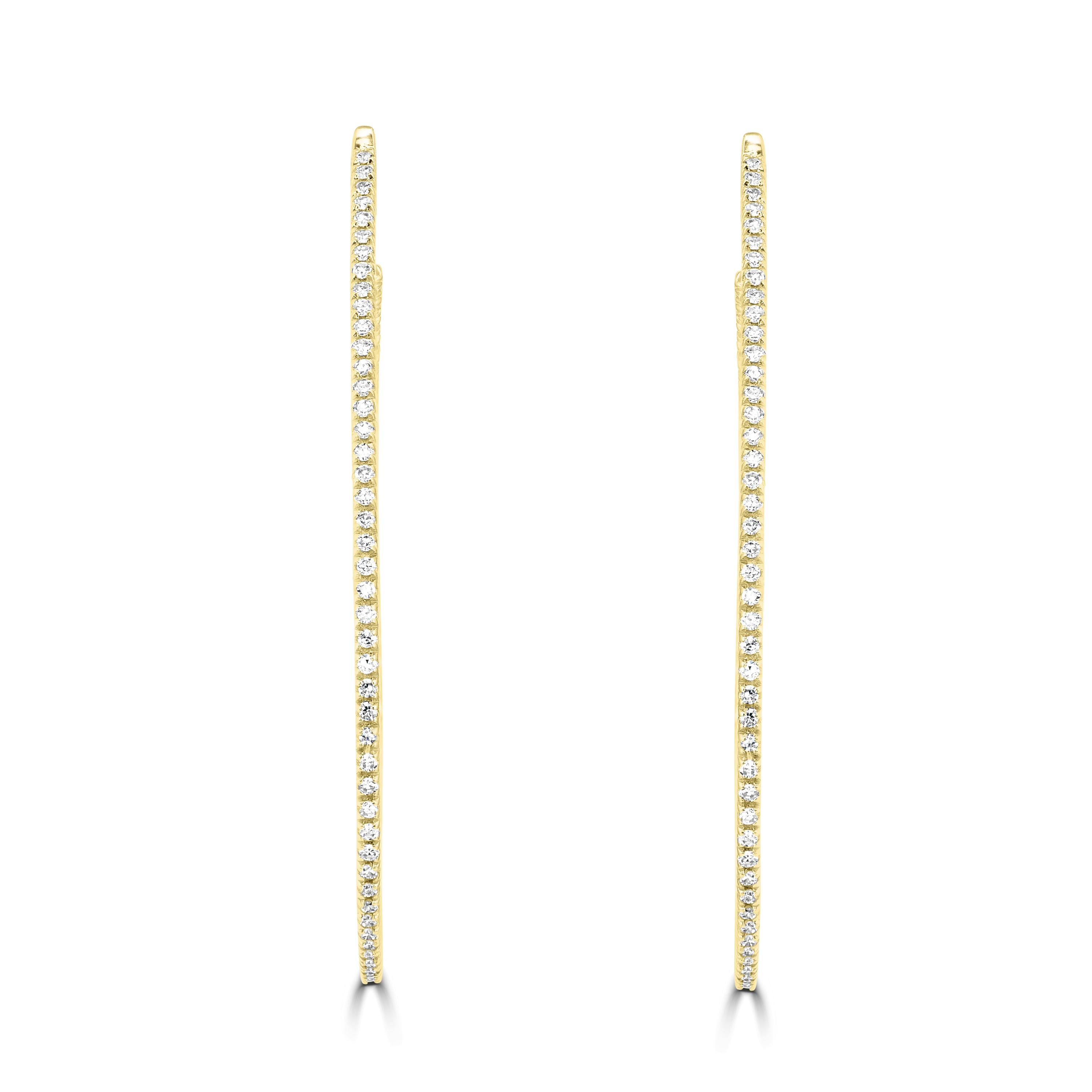 Make a stunning impression with these Luxle beautiful 3/4 hoop earrings made with 14k gold and genuine diamonds for a breathtaking look. Laying out an utterly exquisite 14K Yellow Gold piece. These open pear-shaped hoop earrings, set with 0.62