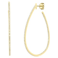 Luxle 14k Gold 5/8 Carat T.W. Diamond 3/4 Hoop Earrings