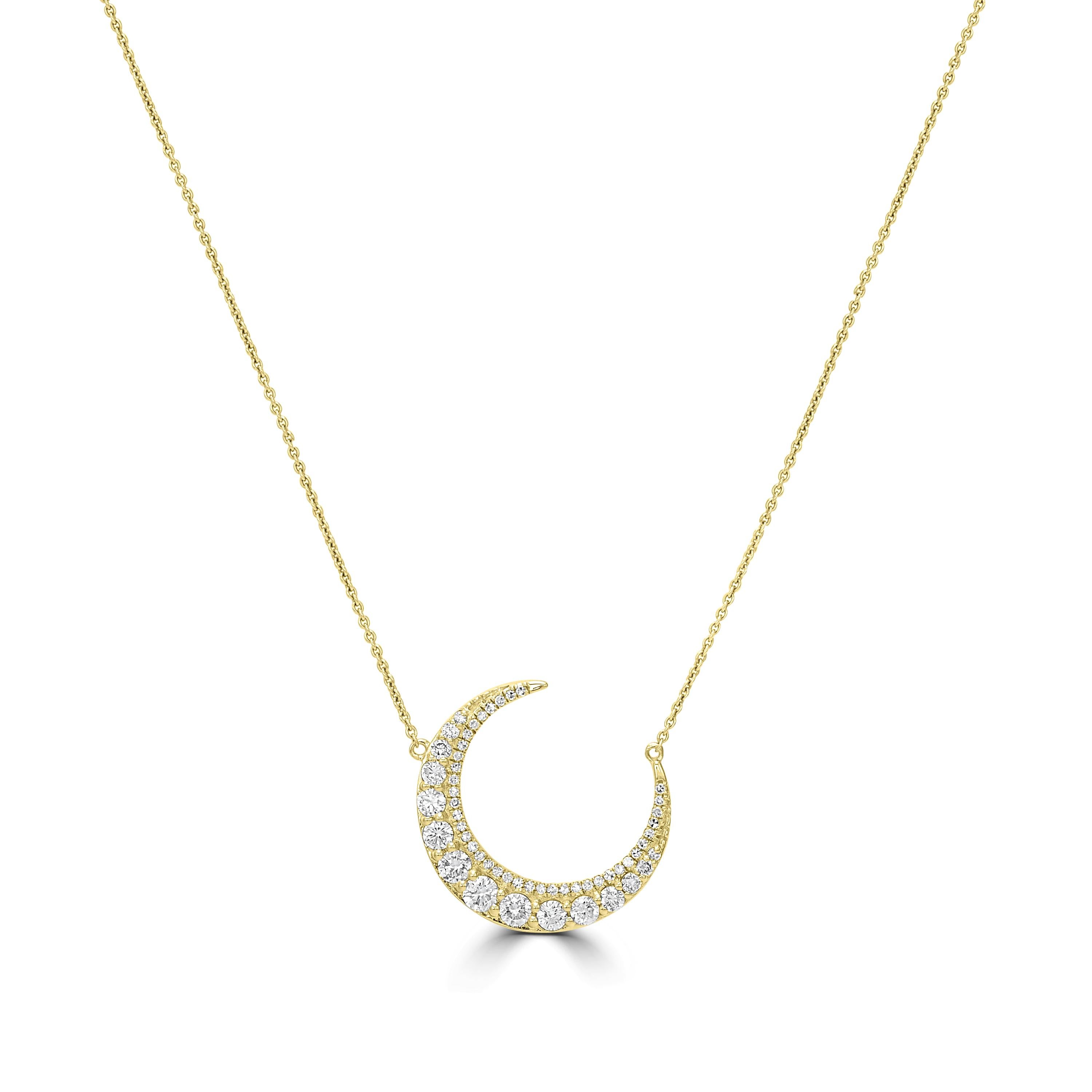 Diamond Crescent Moon Necklace 
