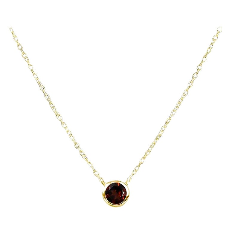 Collier de pierres précieuses solitaires de 5 mm en or 14 carats, options de pierres précieuses